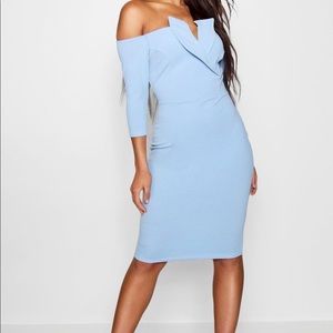 Bardot Longsleeve Tux Midi Dress